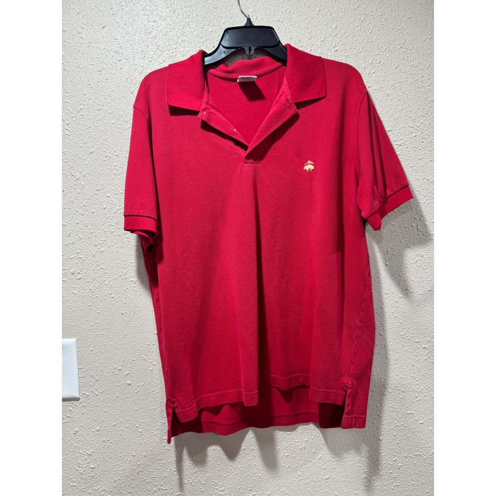 Brooks Brothers Performance Polo Shirt Mens Large Slim Fit Red Cotton Pique Logo